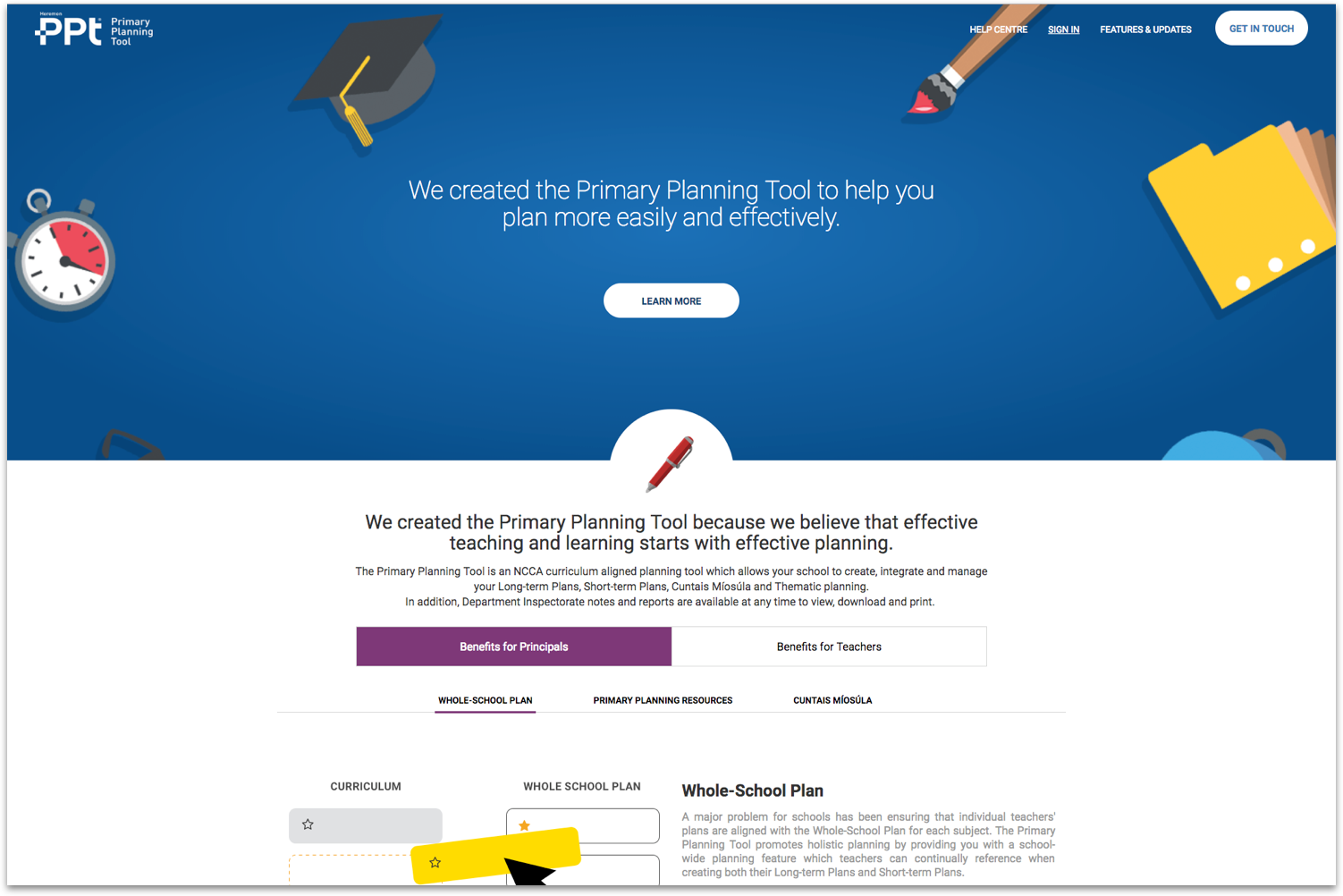 Primary Planning Tool - Web Design by Radii.ie
